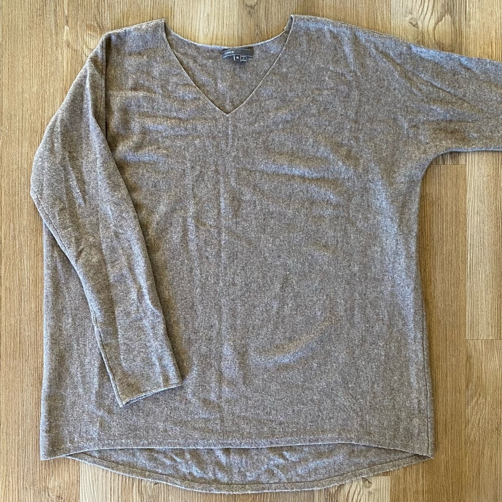 Vince wool and cashmere v neck tunic sweater